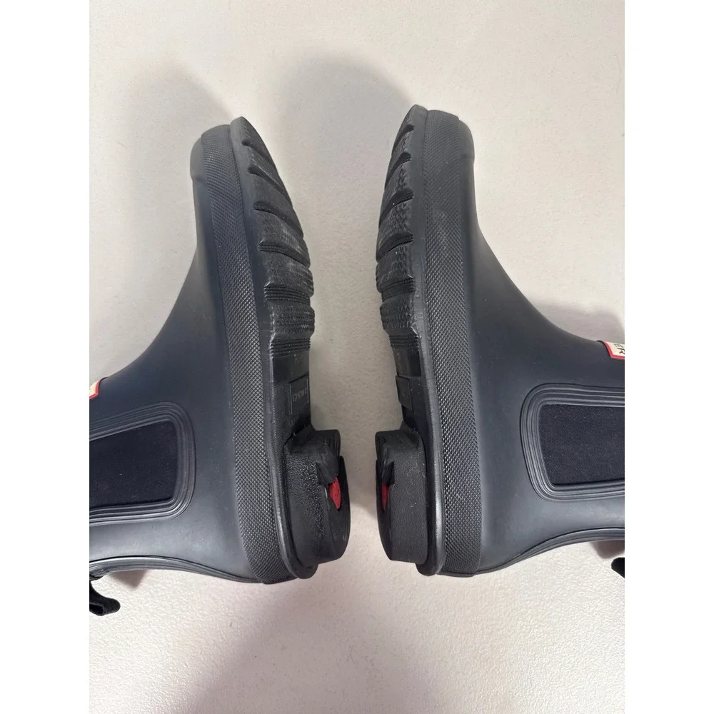 Hunter Original Chelsea Rain Boots Black Matte Waterproof Rubber Ankle Booties 8